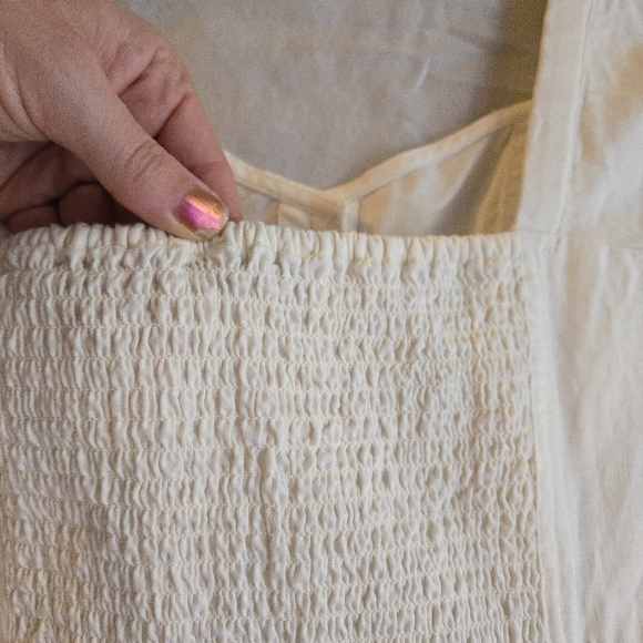 Madewell Linen Cotton Puff Sleeve Mini Dress Ivory Lighthouse Button Front - Picture 12 of 13